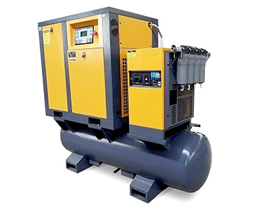 przemysłowy kompresor powietrza, który jest zaawansowanym urządzeniem wykorzystywanym w różnych aplikacjach przemysłowych. Kompresor ma solidną konstrukcję i nowoczesny design.