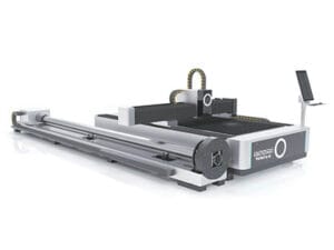 AKTONA TR3015-R Laser fiber z dostawką do cięcia profili z czarnymi i srebrnymi akcentami. Umożliwia precyzyjne cięcie profili zamkniętych okrągłych oraz kwadratowych.