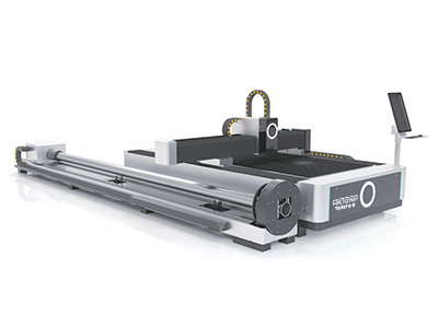 AKTONA TR3015-R Laser fiber z dostawką do cięcia profili z czarnymi i srebrnymi akcentami. Umożliwia precyzyjne cięcie profili zamkniętych okrągłych oraz kwadratowych.