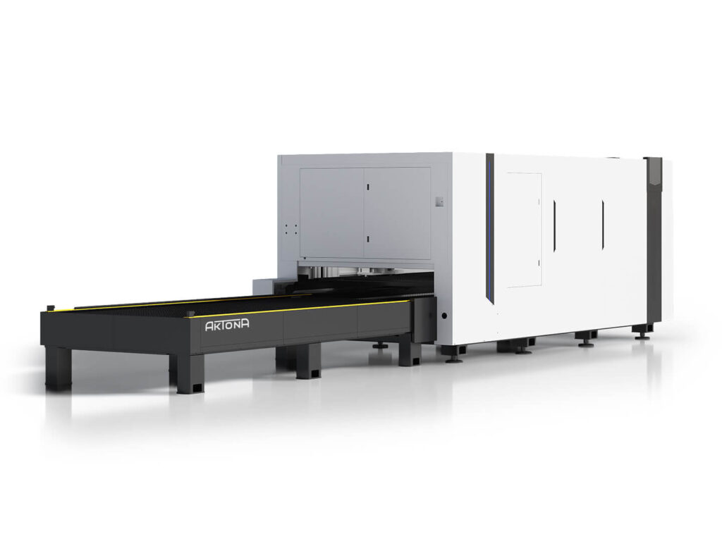 Zamknięta wycinarka fiber Aktona HSD z wymiennymi stołami.