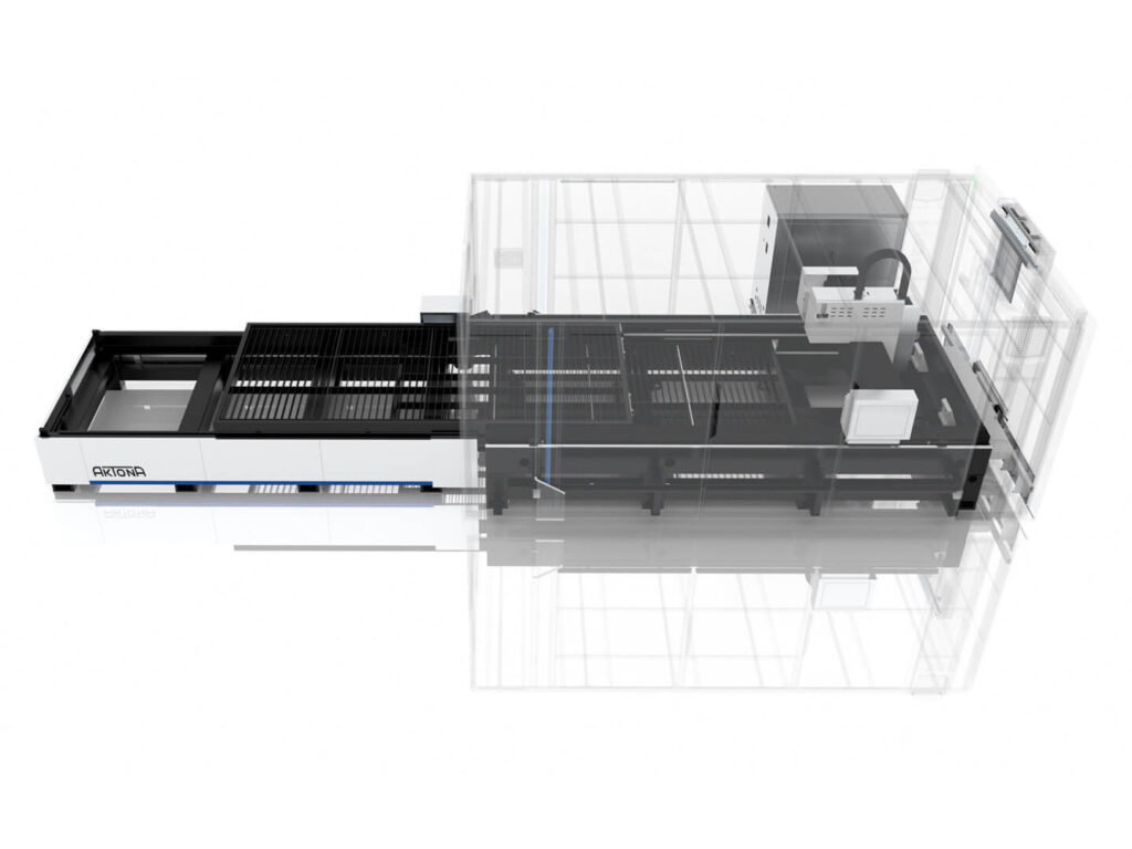 Laserowa wycinarka AKJONA z osłoną bezpieczeństwa. Precyzyjna obróbka metali.